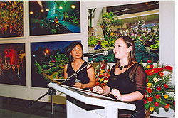 L-R: Ms An, Public Affairs and Cultural Relations Manager of the Embassy in Hanoi and Curator Alexie Glass at the Opening Ceremony (10 May 06)